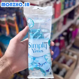 خودتراش Gillette ژیلت دو تیغه ونوس آبی مخصوص خانم ها بسته 4 عددی