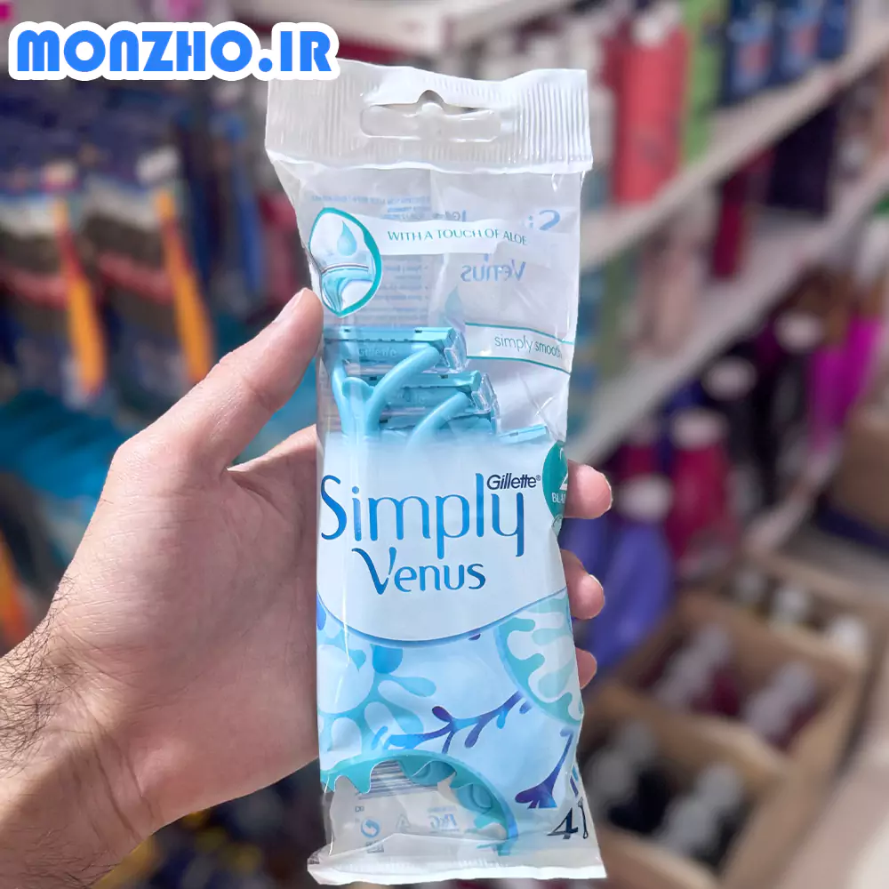 خودتراش Gillette ژیلت دو تیغه ونوس آبی مخصوص خانم ها بسته 4 عددی عکس محصول