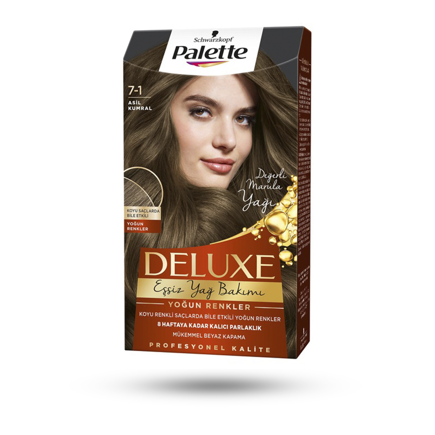 کیت رنگ مو پلت PALLETTE مدل دلوکس شماره 1-7 رنگ بلوطی