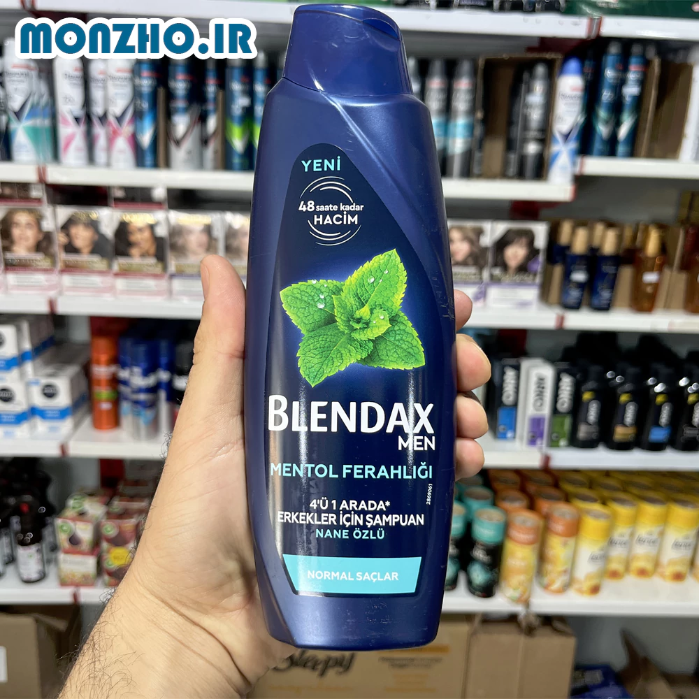 شامپو سر مردانه بلنداکس BLENDAX مخصوص موهای نرمال عکس واقعی داخل دست در فروشگاه
