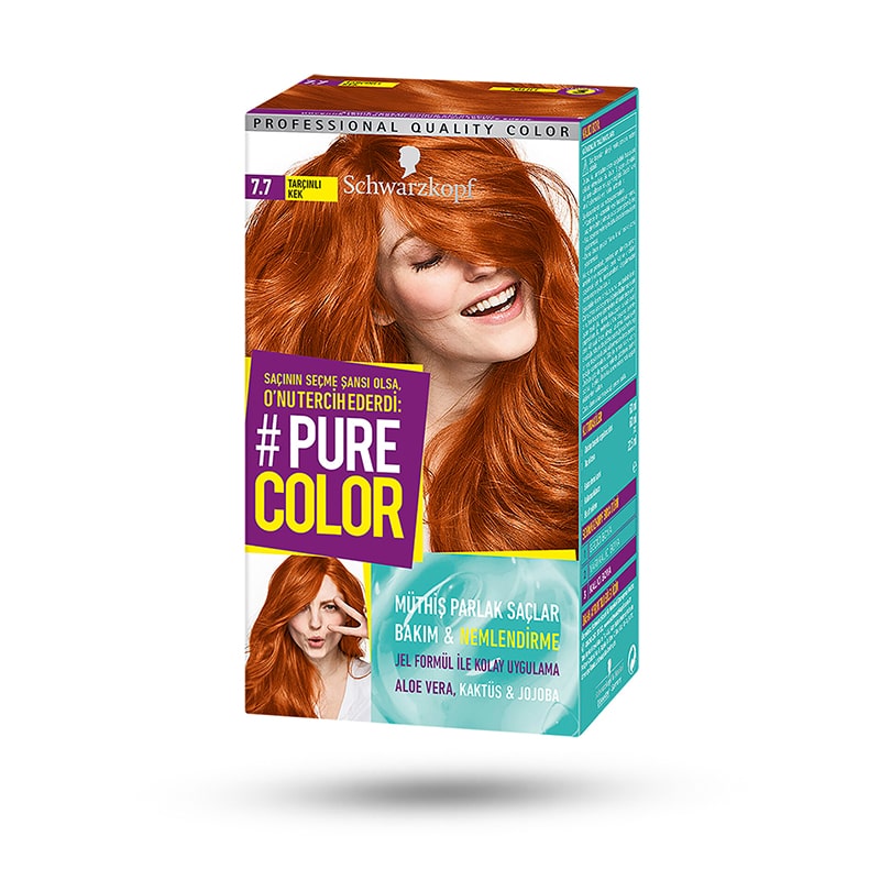 کیت رنگ مو شماره 7.7 شوارزکوف مدل Pure Color رنگ دارچین روشن