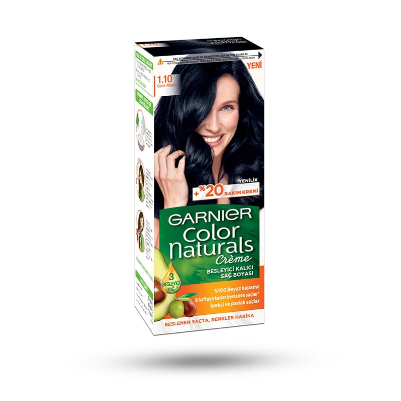 کیت رنگ مو شماره 1.10 گارنیر مدل COLOR NATURALS رنگ آبی شب رنگ