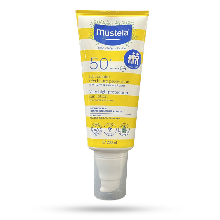 لوسیون ضد آفتاب کودک mustela موستلا SPF +50 حجم 200 میل