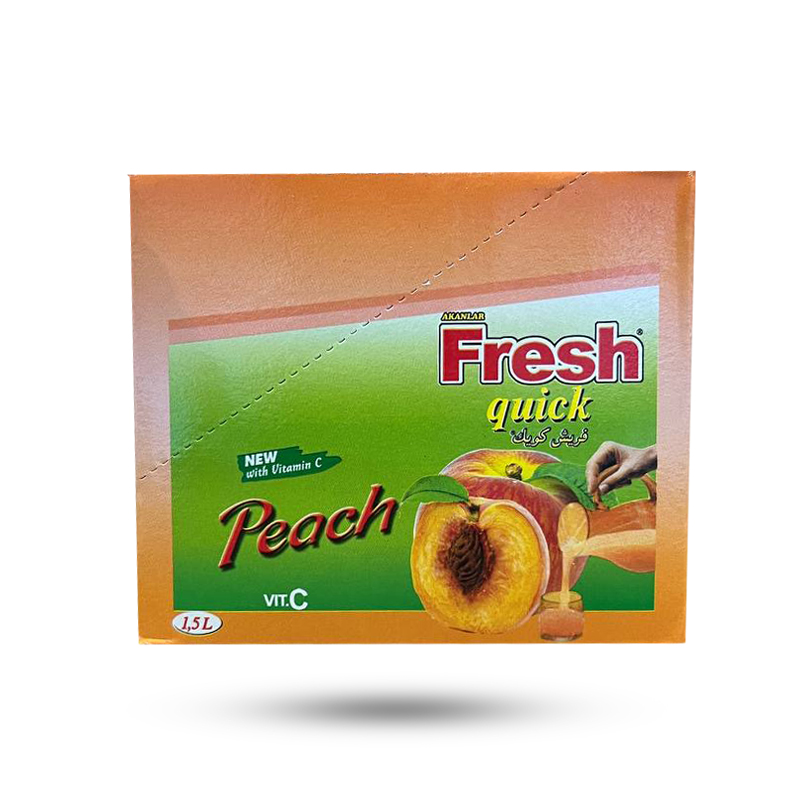 پودر شربت fresh quick فرش کوییک طعم هلو بسته 24 عددی