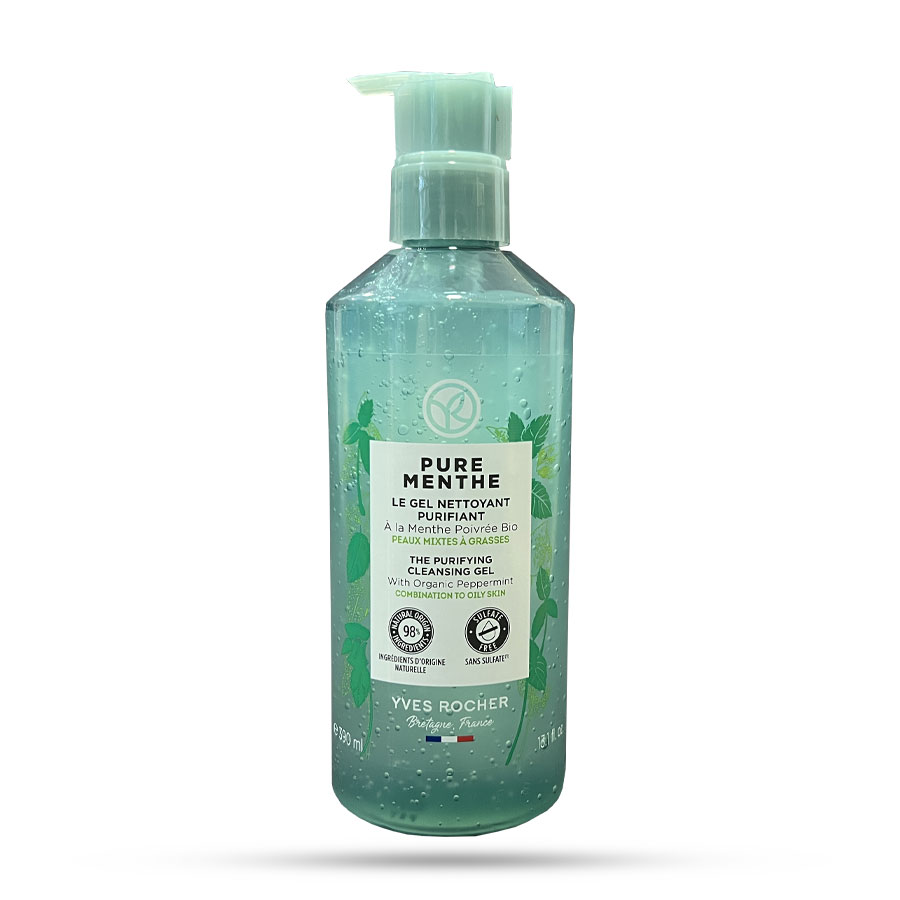 ژل شستشو صورت ایوروشه مدل PURE MENTHE مخصوص پوست مختلط و چرب 390 میل