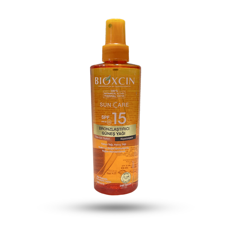 روغن آفتاب برنزه کننده بیوکسین SPF15 مناسب انواع پوست