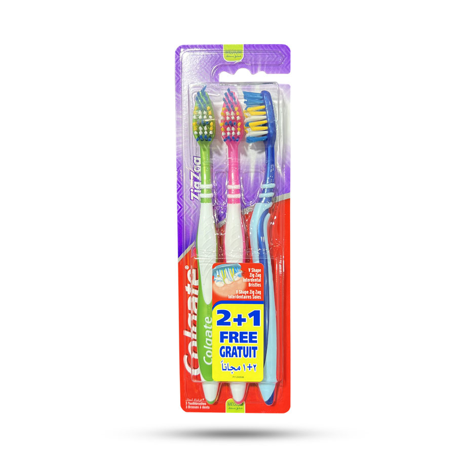 مسواک کلگیت متوسط مدل ZigZag بسته 3 عددی