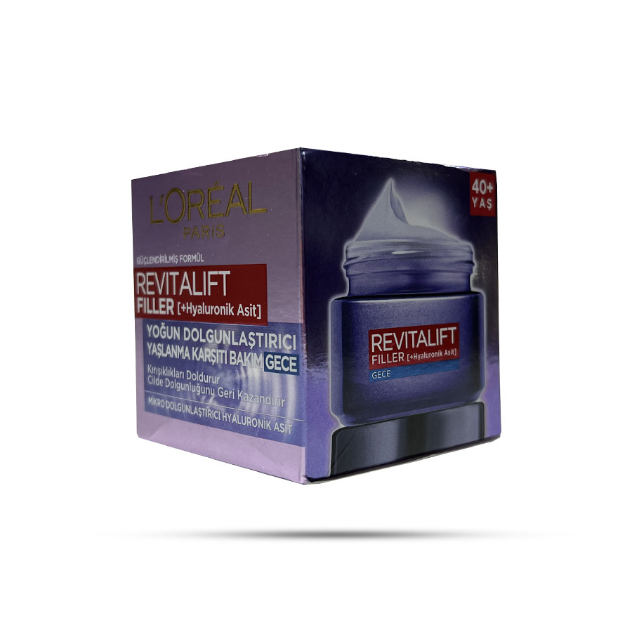 کرم شب ضدچروک لورال مدل Revitalift Filler حاوی هیالورونیک اسید حجم 50 میل