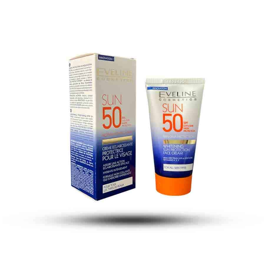 کرم سفیدکننده و ضد آفتاب SPF 50 اولاین Eveline مناسب انواع پوست 50 میل