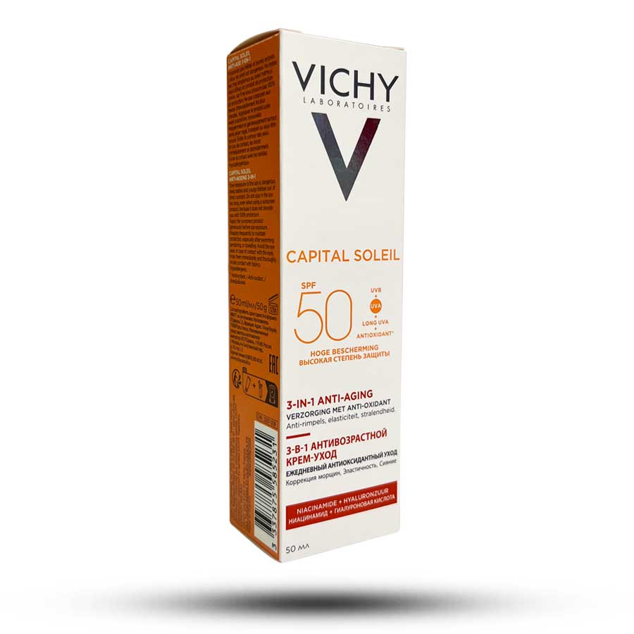 کرم ضد آفتاب و ضد چروک ویشی SPF50 مدل Anti-Ageing حجم 50 میل