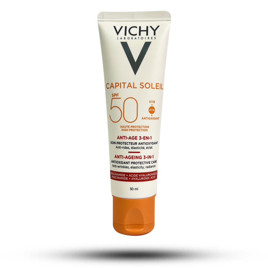 کرم ضد آفتاب و ضد چروک ویشی SPF50 مدل Anti-Ageing حجم 50 میل