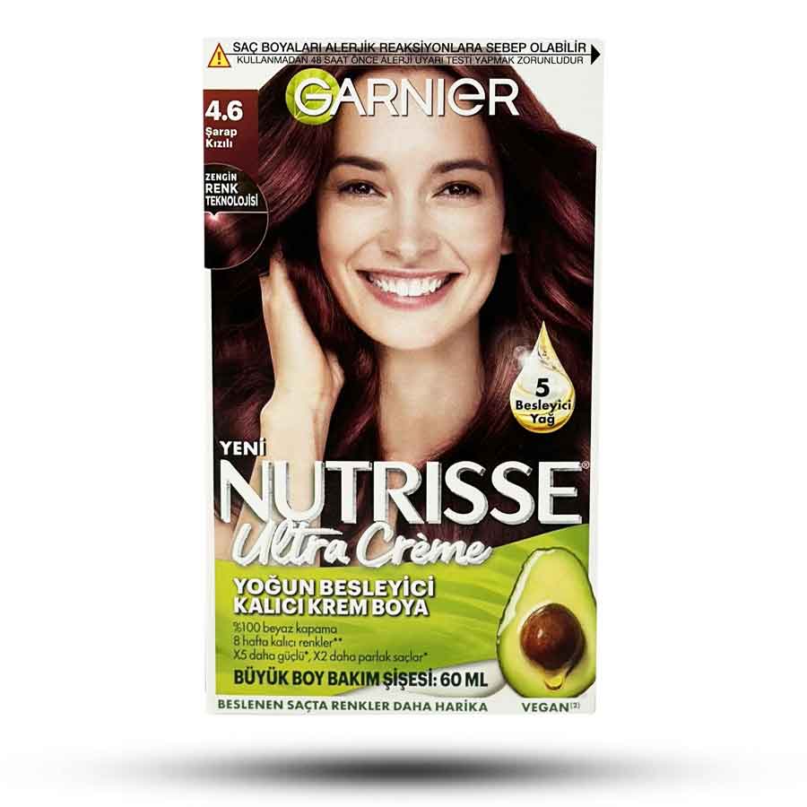 کیت رنگ مو شماره 4.6 گارنیر سری NUTRISSE رنگ شرابی