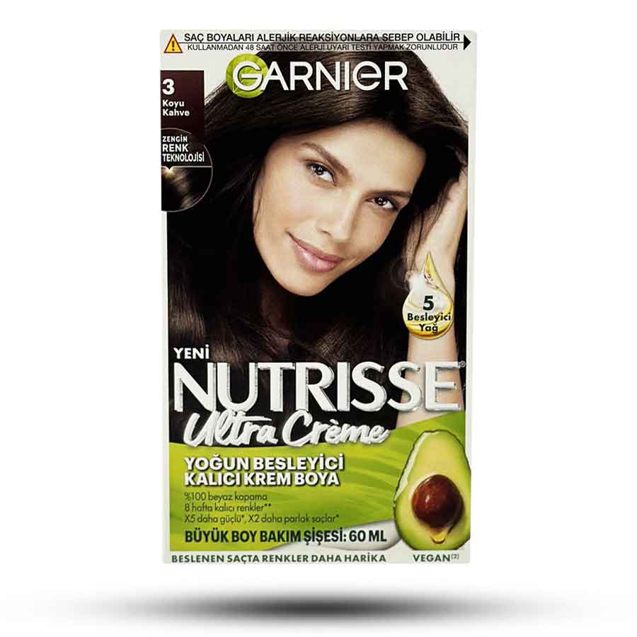 کیت رنگ مو شماره 3 گارنیر سری NUTRISSE رنگ قهوه ای تیره