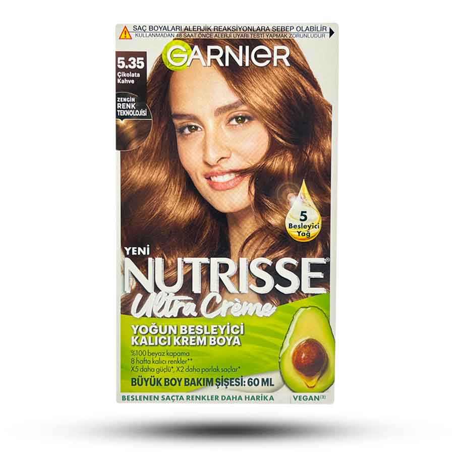 کیت رنگ مو شماره 5.35 گارنیر سری NUTRISSE رنگ قهوه ای شکلاتی
