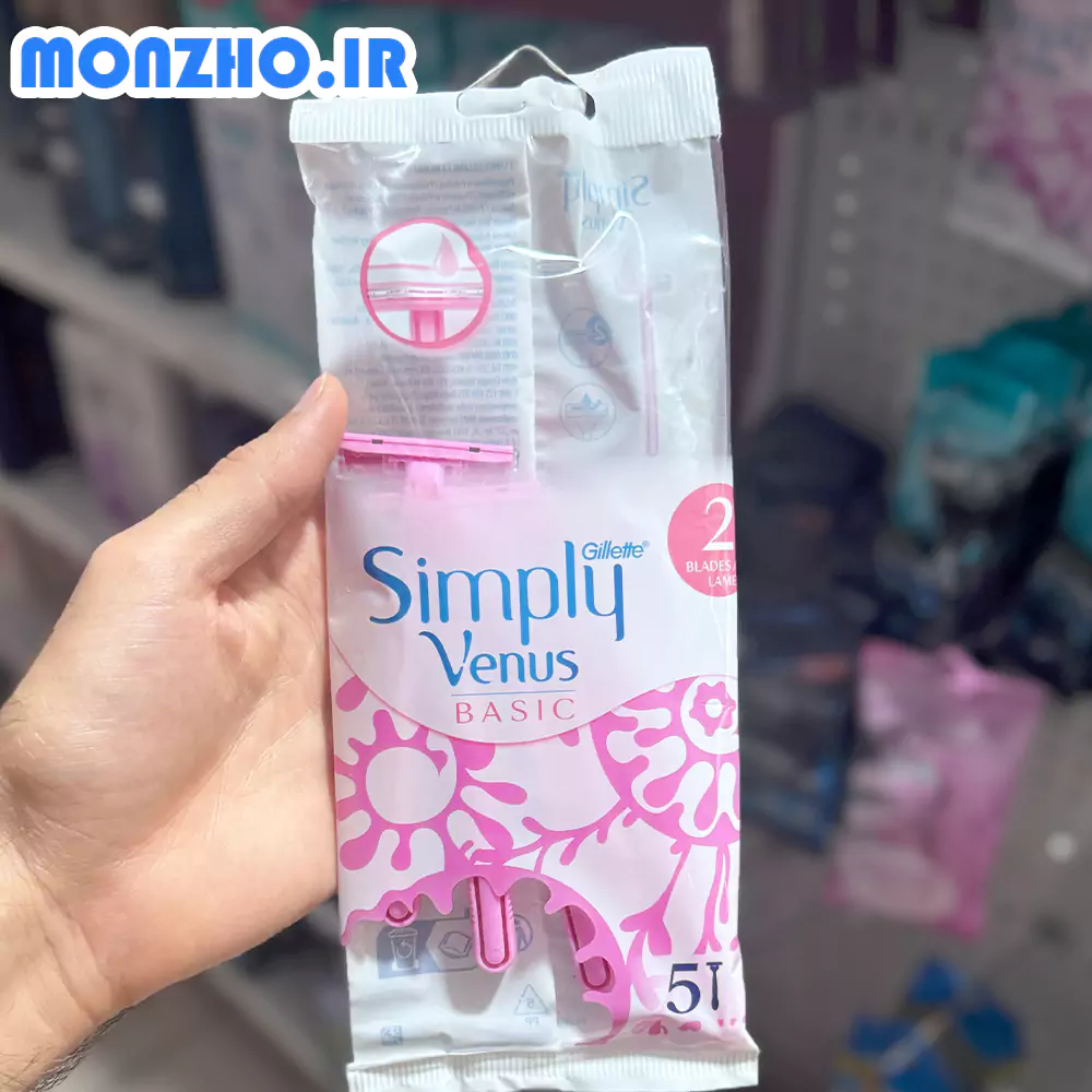 خودتراش ژیلت زنانه مدل Simply Venus بسته 5 عددی عکس محصول از جلو