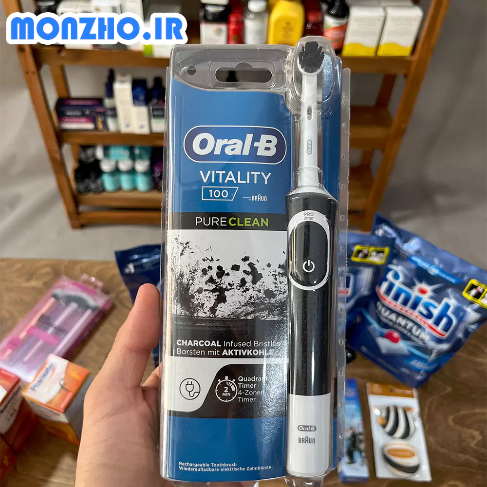 مسواک برقی اورال بی مدل Vitality Pure Clean رنگ مشکی عکس محصول از جلو