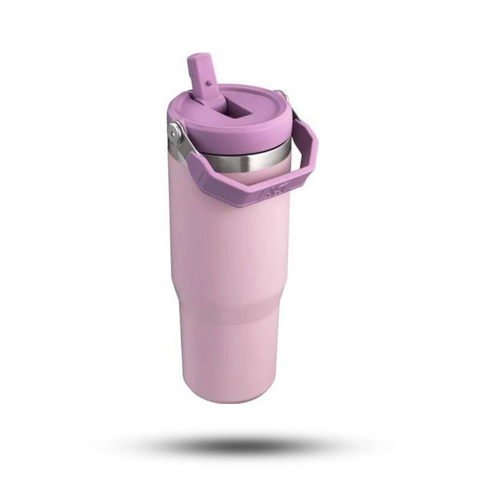 قمقمه استنلی نی دار مدل THE ICEFLOW FLIP STRAW TUMBLER گنجایش 880 میلی لیتر