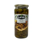 زیتون سبز کبابی لوراس Loras بدون هسته وزن 465 گرم