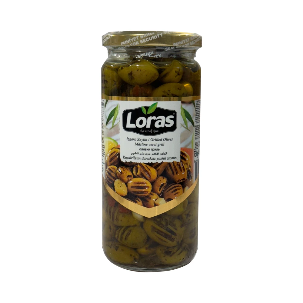 زیتون سبز کبابی لوراس Loras بدون هسته وزن 465 گرم