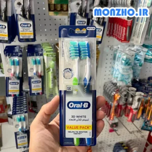 مسواک اورال بی مدل 3D White با برس متوسط بسته 2 عددی
