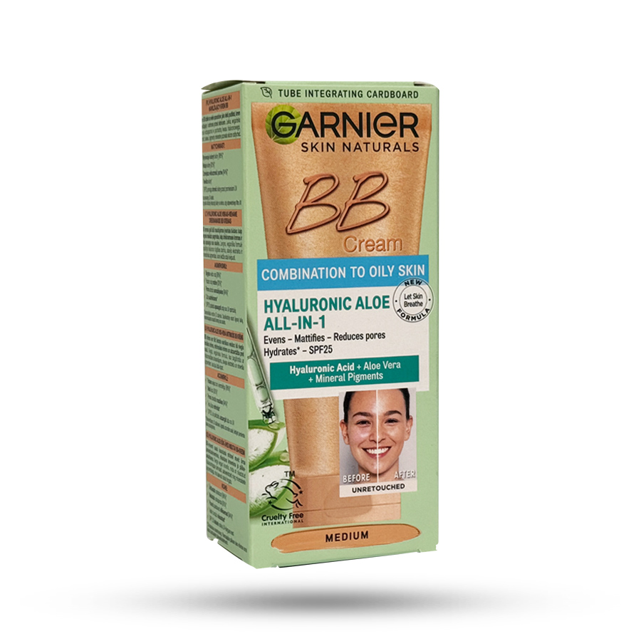 بی بی کرم 5 کاره گارنیر رنگ مدیوم مناسب پوست مختلط و چرب SPF25 حجم 50 میل