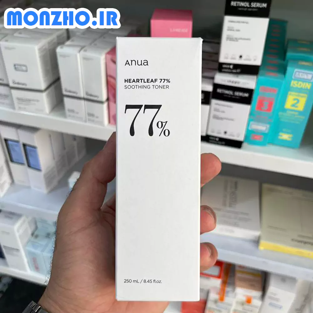 تونر آبرسان و تسکین دهنده آنوا 77% Heartleaf حجم 250 میل عکس محصول از جلو