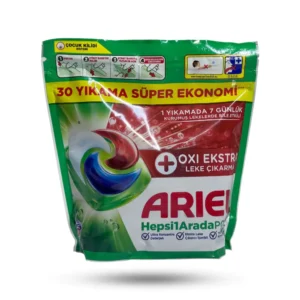 قرص ماشین لباسشویی بالشتکی آریل oxi ekstra بسته 30 عددی