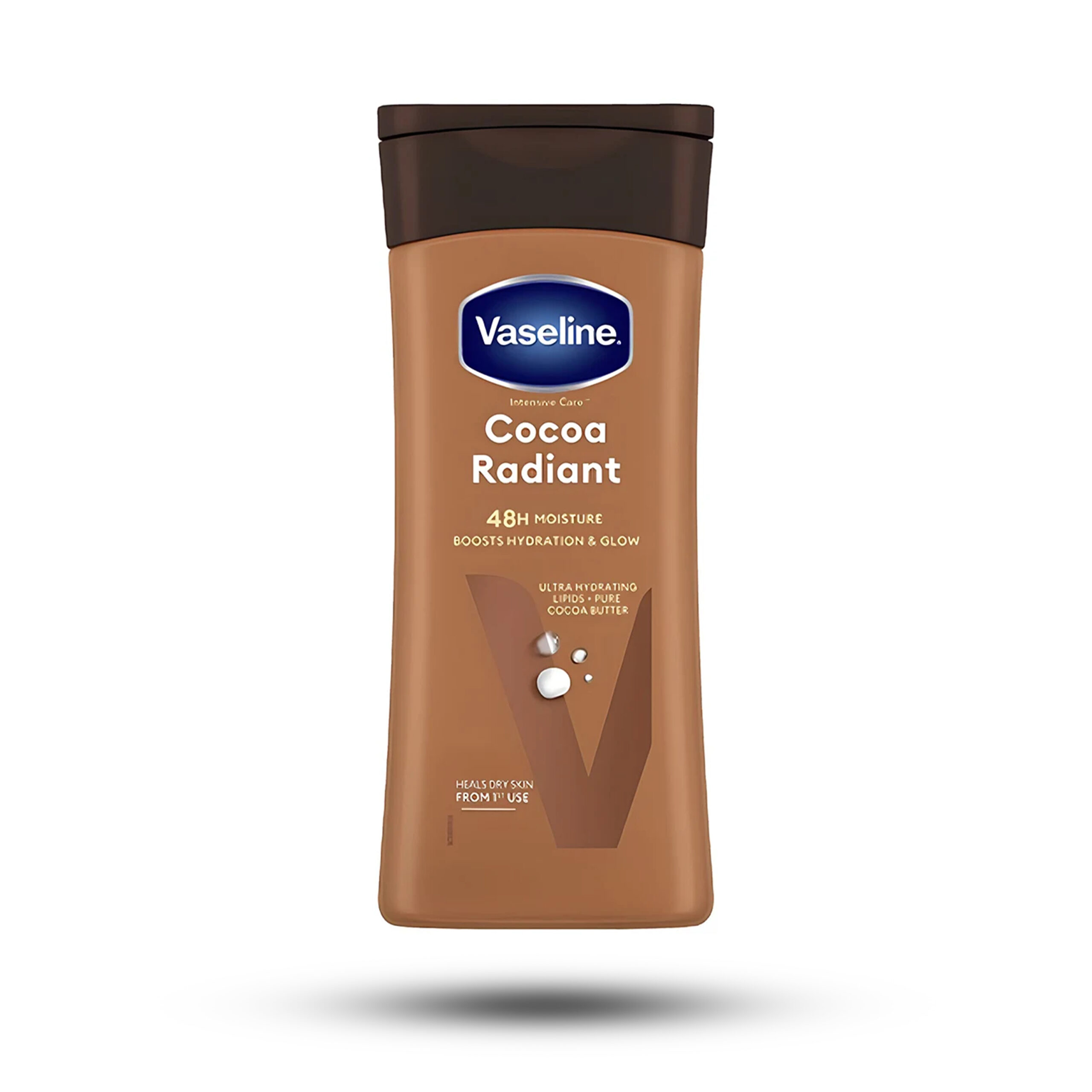 لوسیون بدن وازلین مدل Cocoa Radiant حاوی کره کاکائو حجم 200 میل