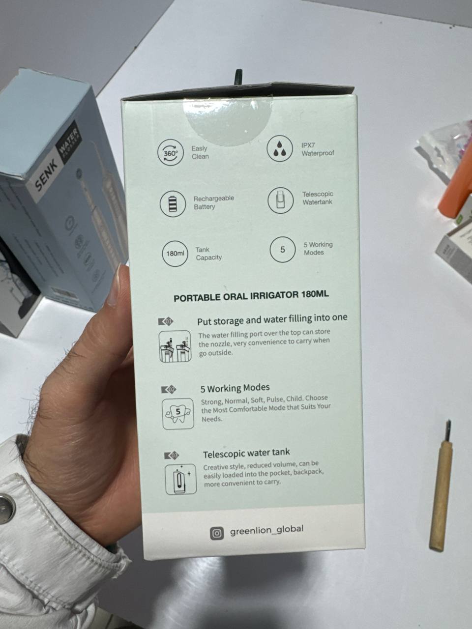 واتر فلوسر قابل حمل گرین لاین تاشو ظرفیت 180 میل - Image 3