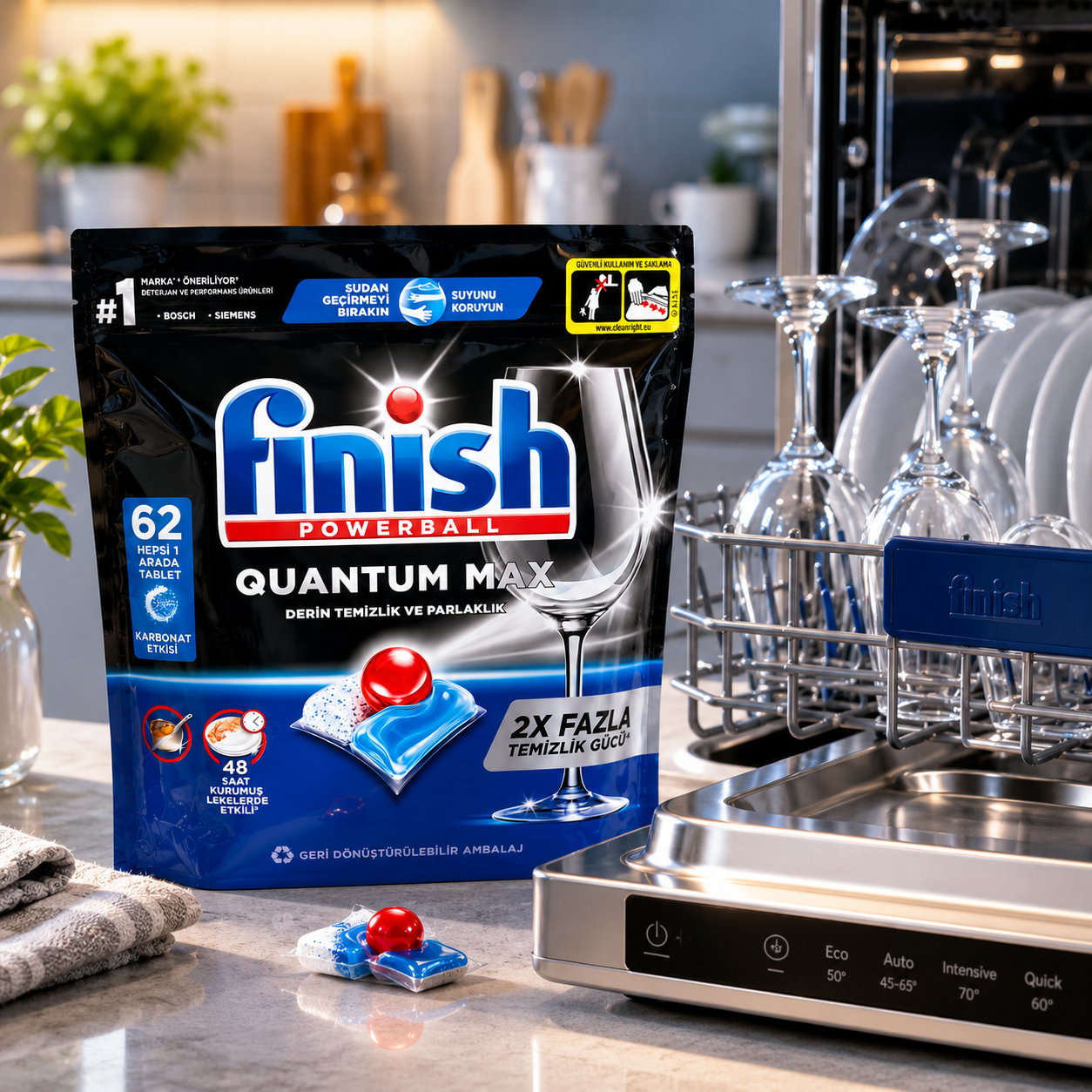 قرص ماشین ظرفشویی فینیش کوانتوم مکس Finish Quantum Max بسته 62 عددی - Image 2