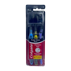 مسواک کلگیت مدل Super Clean Black با برس متوسط بسته 3 عددی