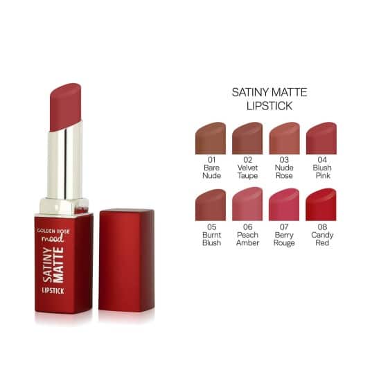 رژ لب جامد گلدن رز مدل Mood Satiny Matte Lipstick وزن 3.5 گرم - تصویر 3