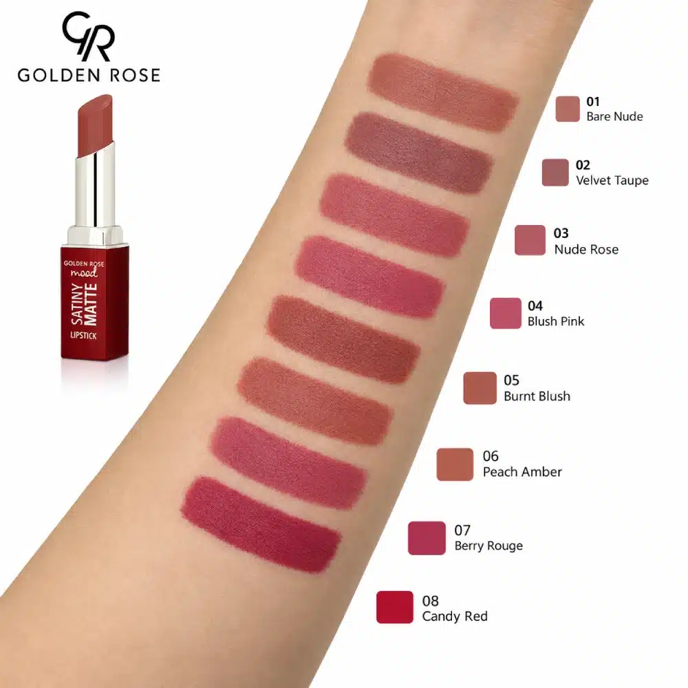 رژ لب جامد گلدن رز مدل Mood Satiny Matte Lipstick وزن 3.5 گرم - تصویر 2
